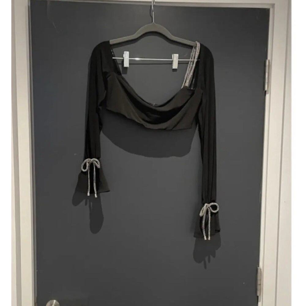 House of CB‎ June Black Crystal Trim Bandeau Top Small - Picture 8 of 16